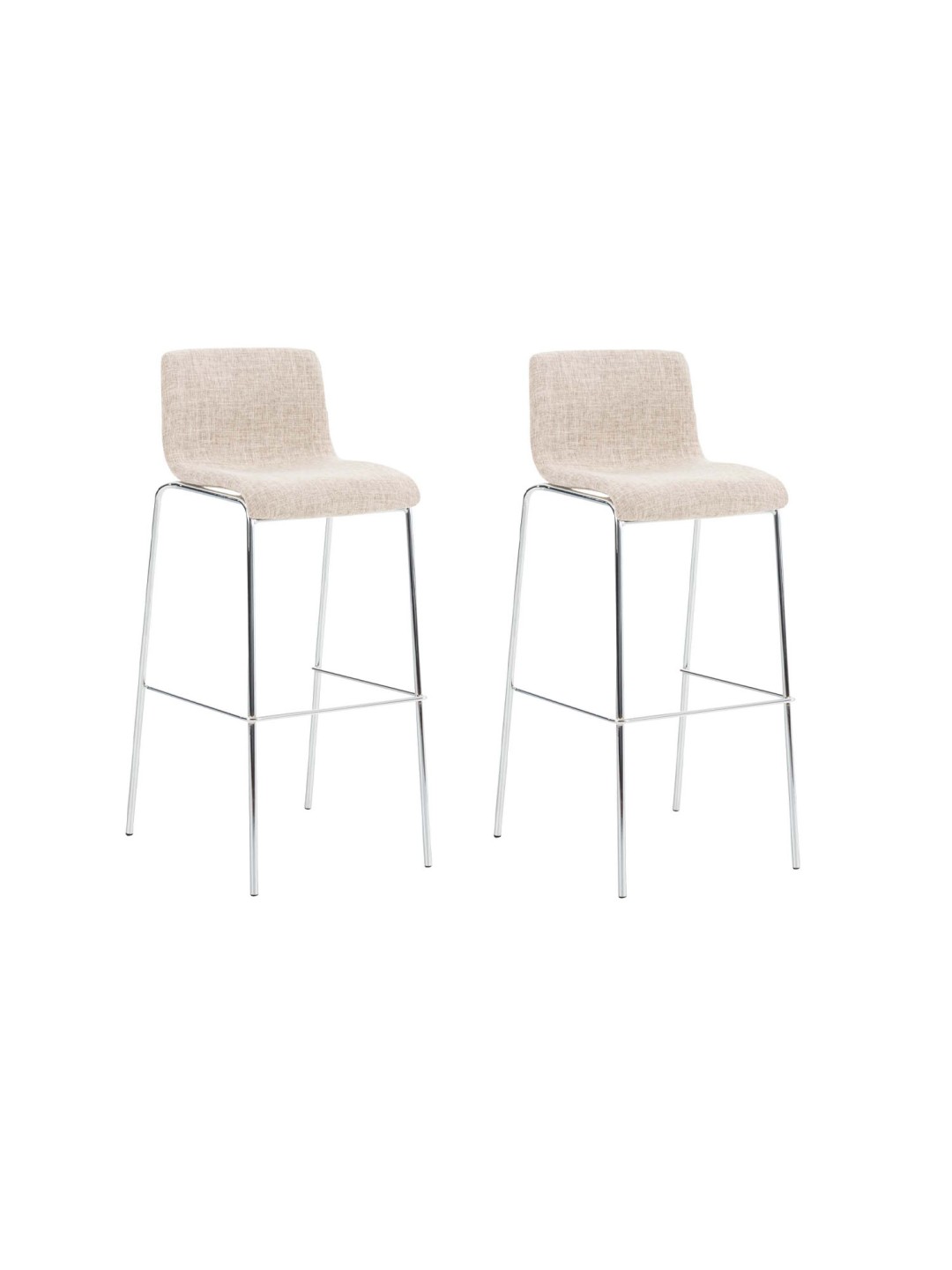 Set van 2 barkrukken Hoover stof 4-poots frame chroom, crème