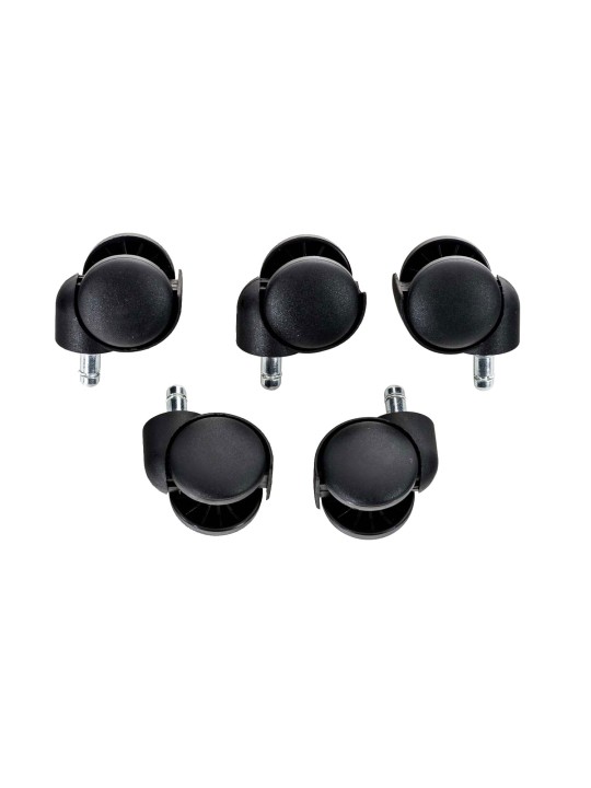 5-pack vloerwieltjes kunststof, zwart 5-pack vloerwieltjes kunststof, zwart