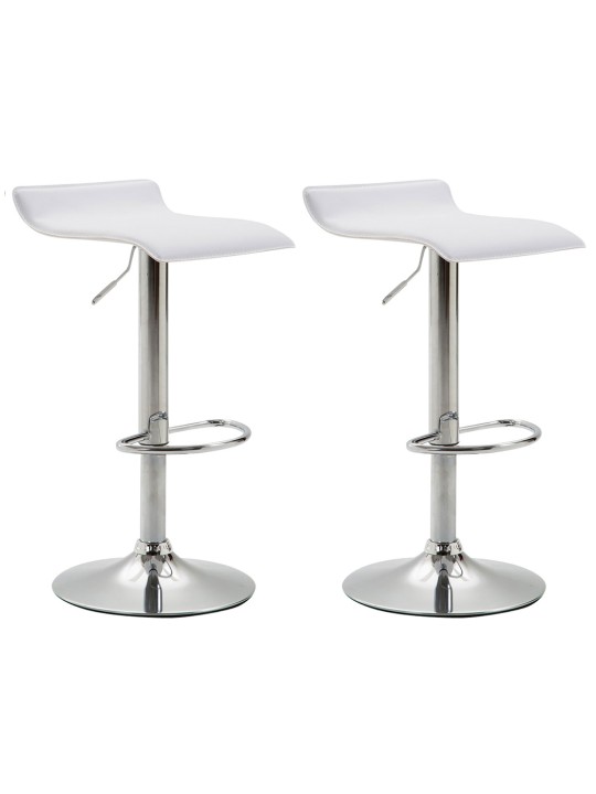 Set van 2 barkrukken Dyn V2 kunstleer chroom, wit Set van 2 barkrukken Dyn V2 kunstleer chroom, wit