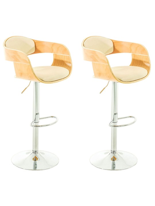 Set van 2 barkrukken Kingston C kunstleer, natuur/crème