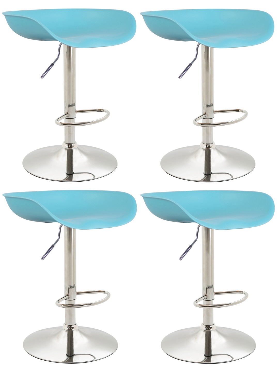 Set van 4 barkrukken Anaheim kunststof chroom, blauw
