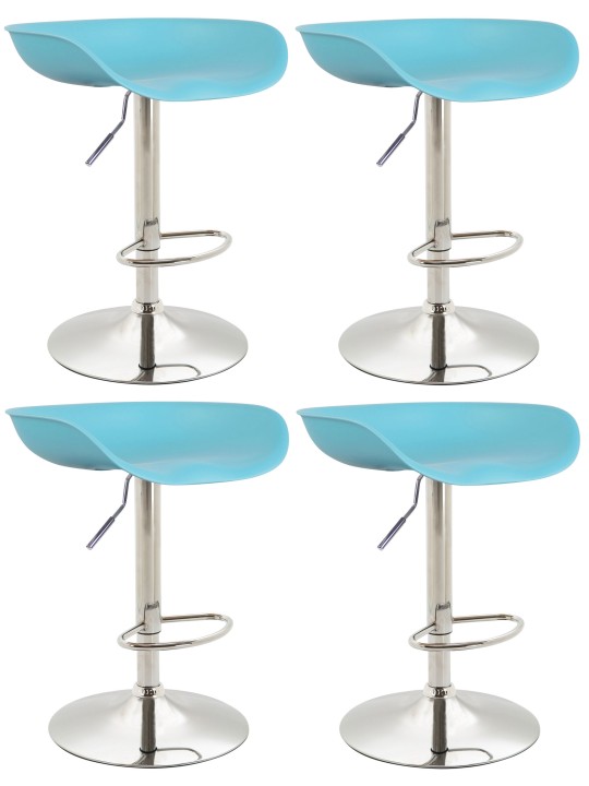 Set van 4 barkrukken Anaheim kunststof chroom, blauw Set van 4 barkrukken Anaheim kunststof chroom, blauw