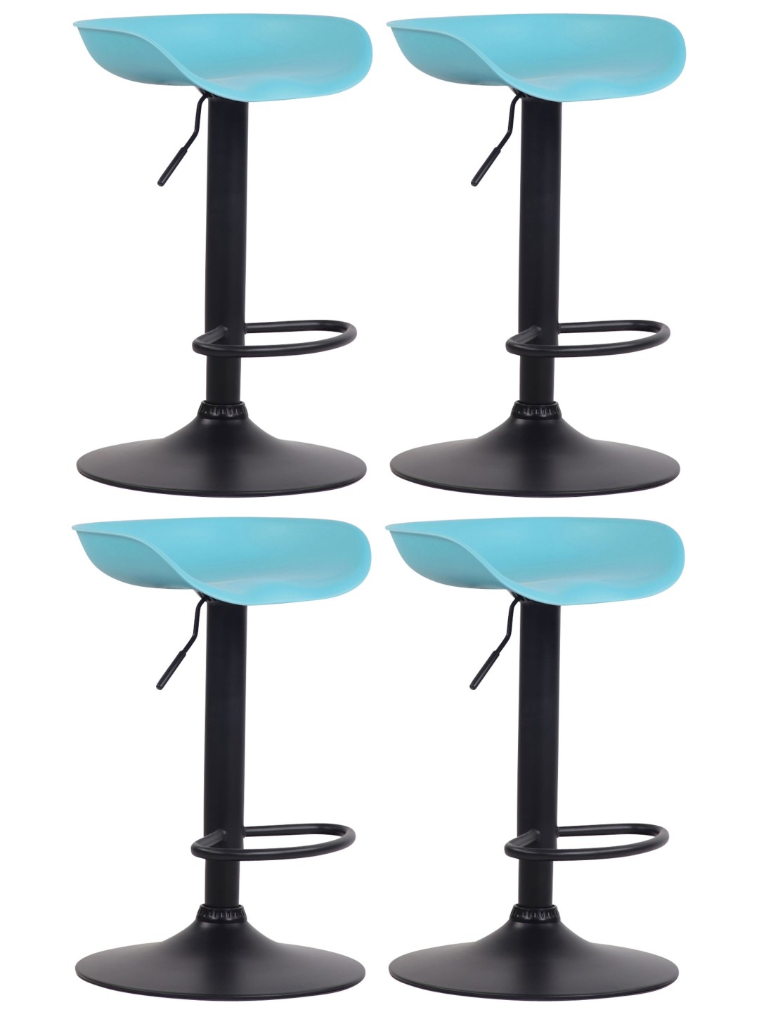 Set van 4 barkrukken Anaheim kunststof zwart, blauw