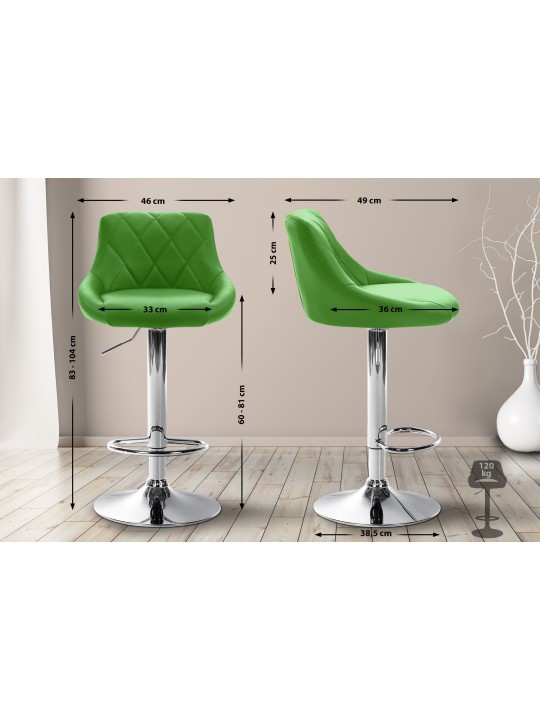 Barkruk Lazio kunstleer chroom, groen