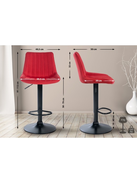 Barkruk Toni stof, rood