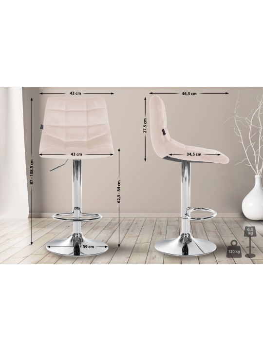 Barkruk Jerry Fluweel Chroom, beige