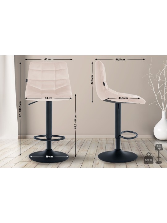 Barkruk Jerry fluweel, beige
