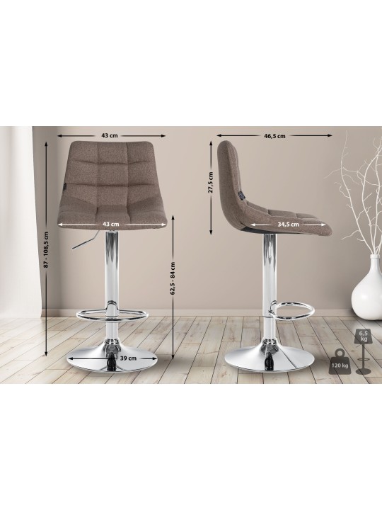 Barkruk Jerry stof chroom, taupe