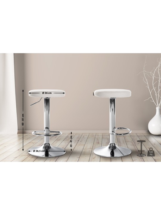 Barkruk Ponte kunstleer chroom, wit