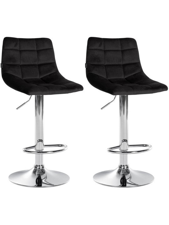 Set van 2 barkrukken Jerry fluweel chroom, zwart