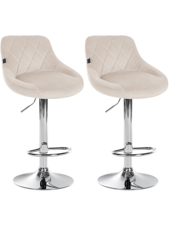 Set van 2 barkrukken Lazio fluweel chroom, crème Set van 2 barkrukken Lazio fluweel chroom, crème