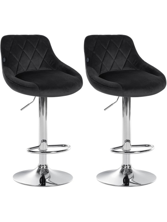 Set van 2 barkrukken Lazio fluweel chroom, zwart