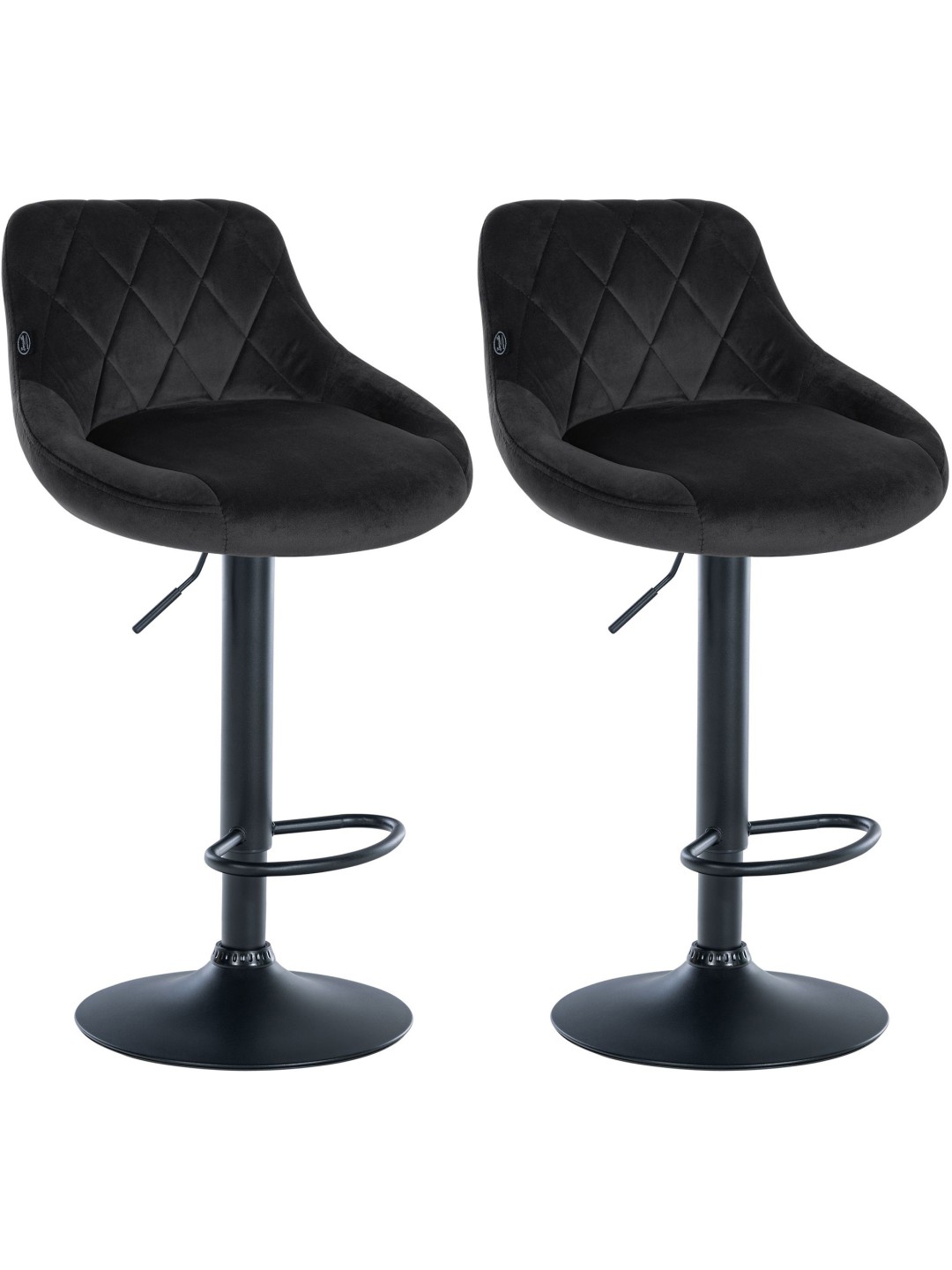 Set van 2 barkrukken Lazio fluweel, zwart