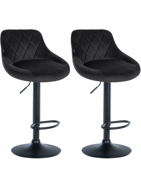 Set van 2 barkrukken Lazio fluweel, zwart