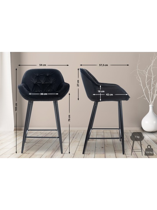 Barkruk Gibson 76 fluweel, zwart Barkruk Gibson 76 fluweel, zwart