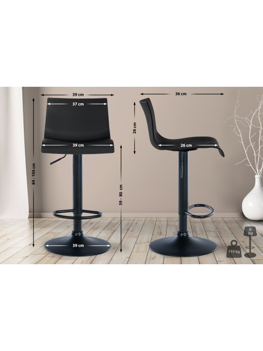 Set van 2 barkrukken Branford kunststof, zwart Set van 2 barkrukken Branford kunststof, zwart
