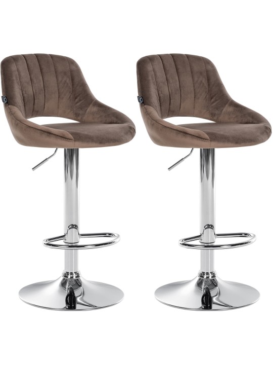 Set van 2 barkrukken Milet fluweel C, bruin