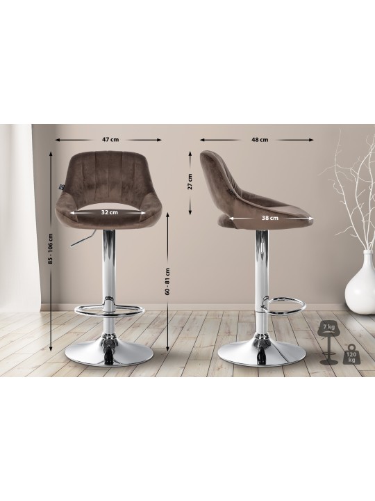 Set van 2 barkrukken Milet fluweel C, bruin