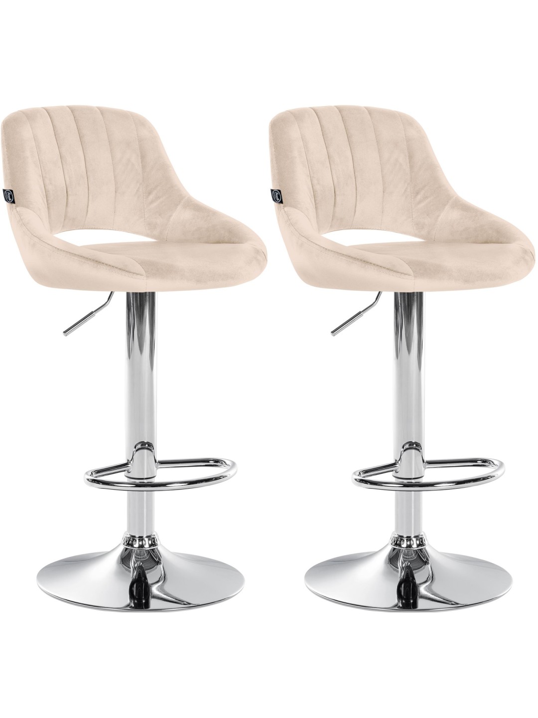 Set van 2 barkrukken Milet fluweel C, crème