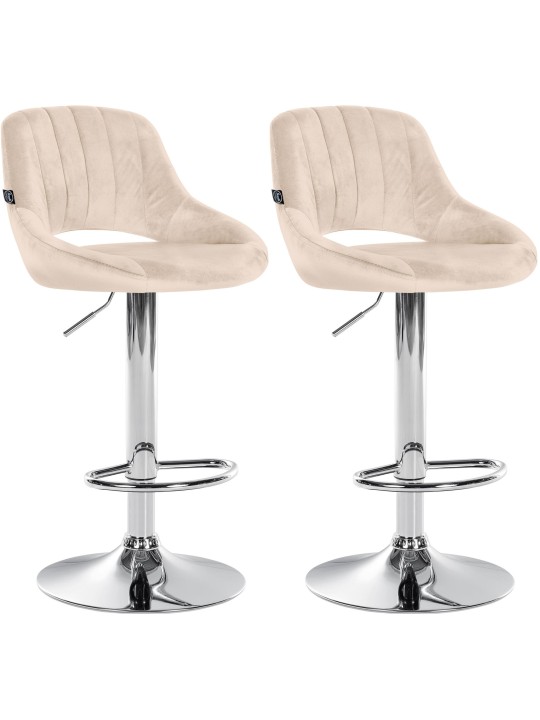 Set van 2 barkrukken Milet fluweel C, crème