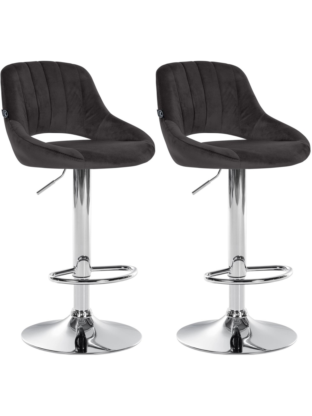 Set van 2 barkrukken Milet fluweel C, zwart