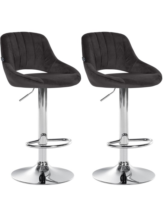 Set van 2 barkrukken Milet fluweel C, zwart Set van 2 barkrukken Milet fluweel C, zwart