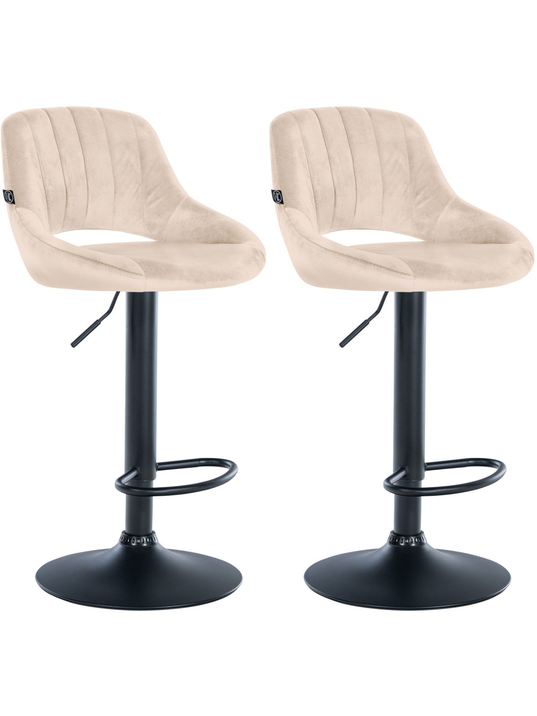 Set van 2 barkrukken Milet fluweel B, crème
