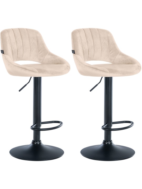 Set van 2 barkrukken Milet fluweel B, crème