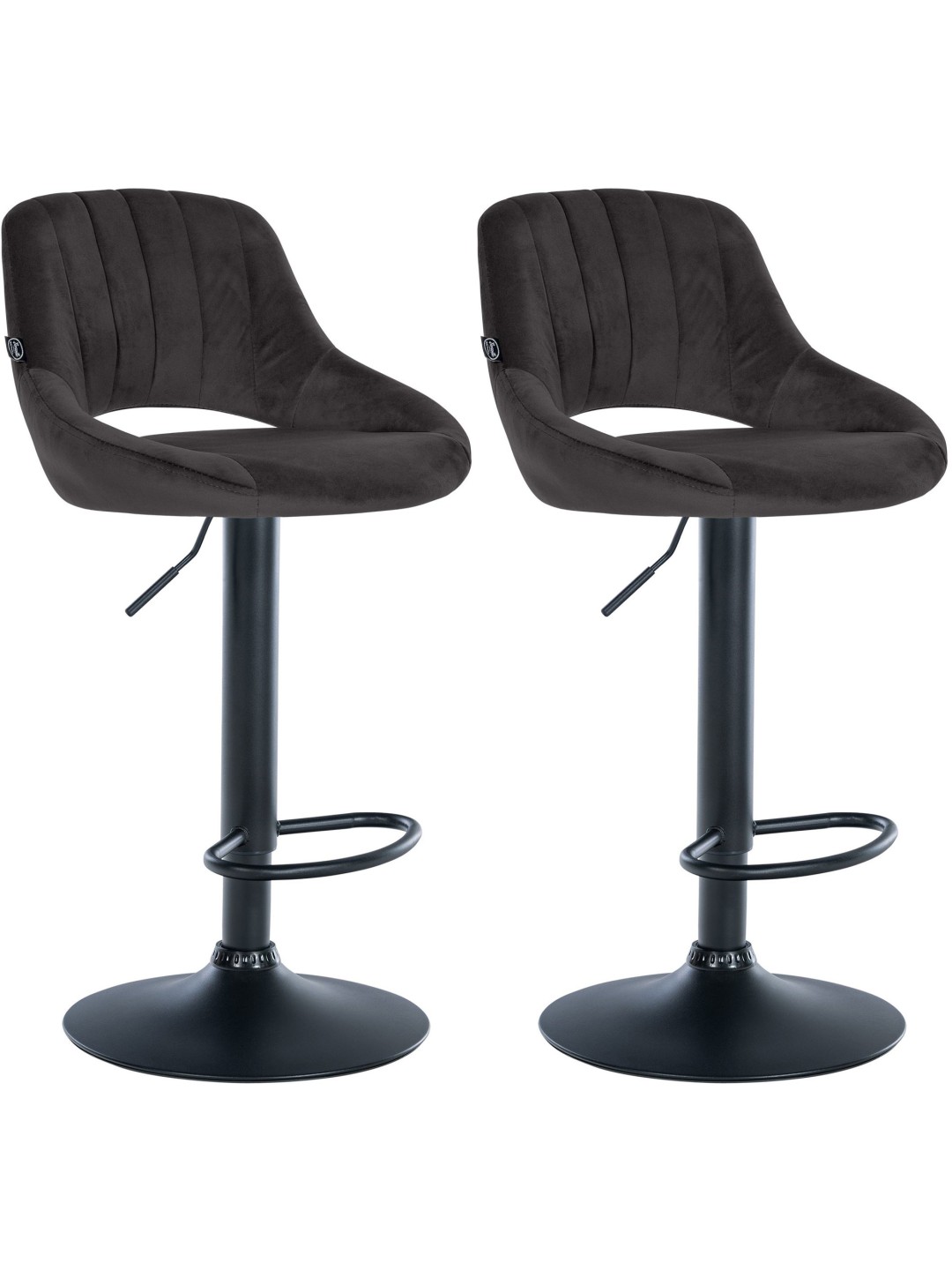 Set van 2 barkrukken Milet fluweel B, zwart
