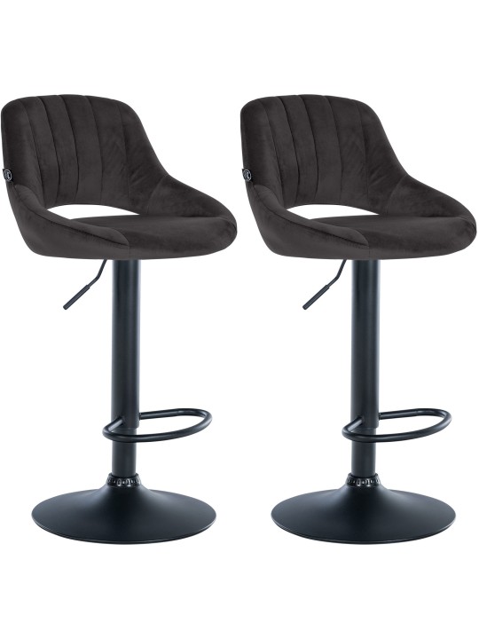 Set van 2 barkrukken Milet fluweel B, zwart Set van 2 barkrukken Milet fluweel B, zwart