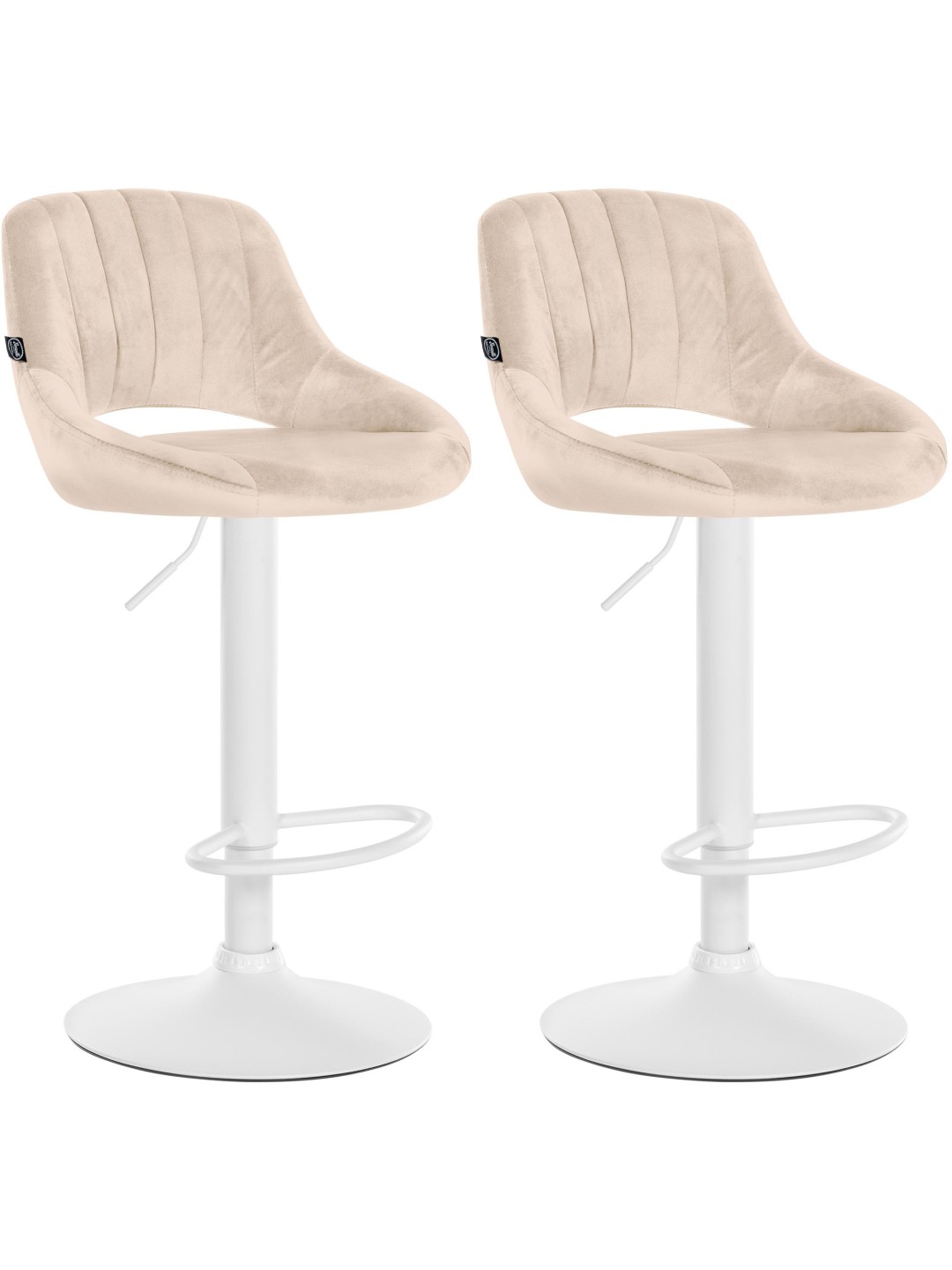 Set van 2 barkrukken Milet fluweel W, crème