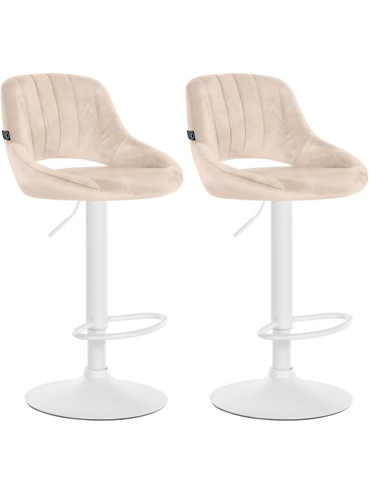 Set van 2 barkrukken Milet fluweel W, crème