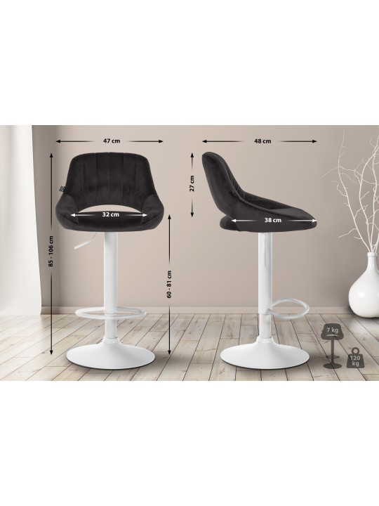 Set van 2 barkrukken Milet fluweel W, zwart