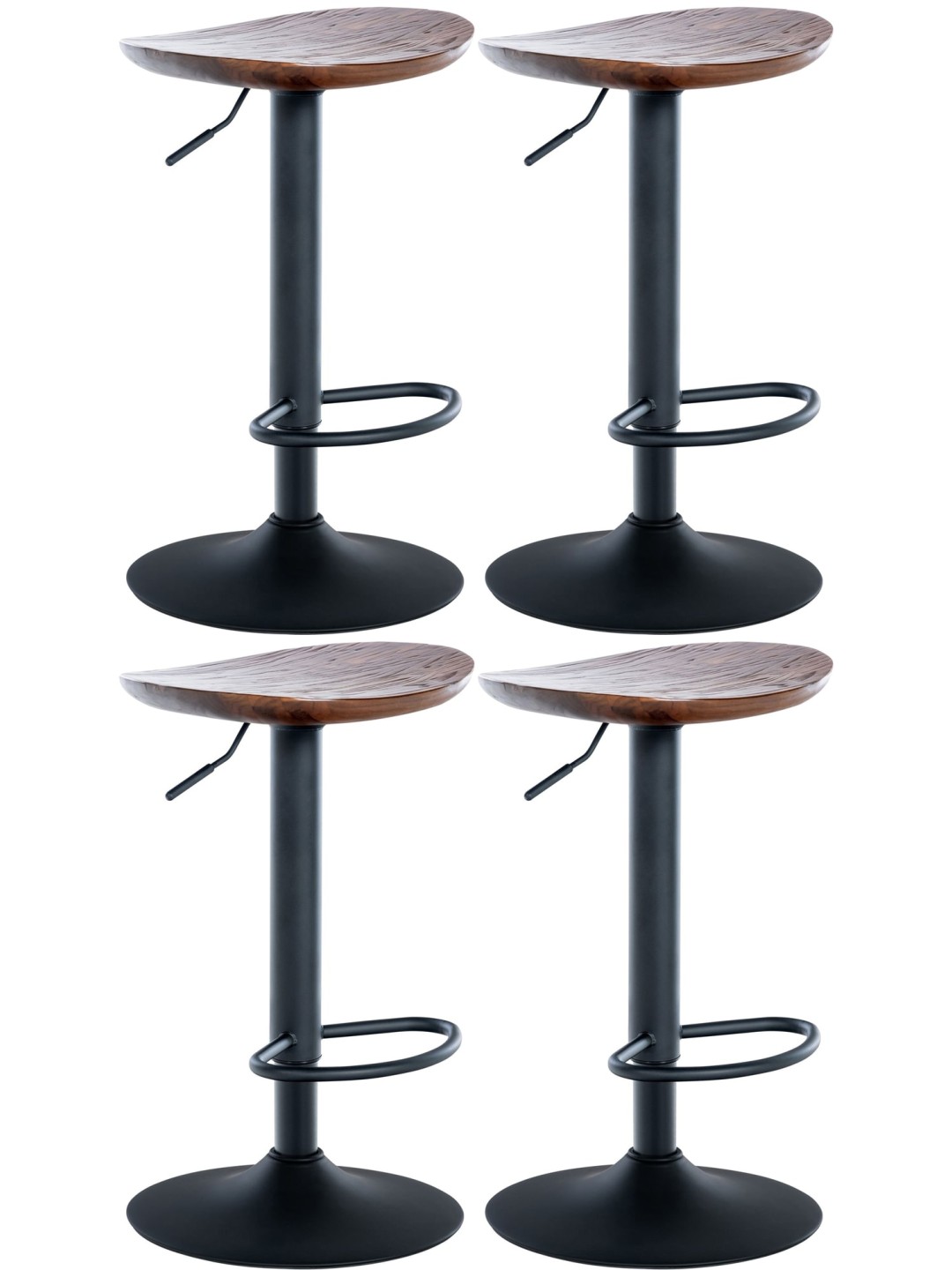 Set van 4 barkrukken Skelde, walnoot