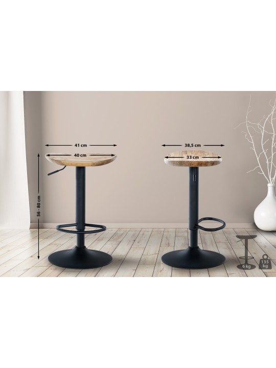 Set van 4 barkrukken Skelde, naturel