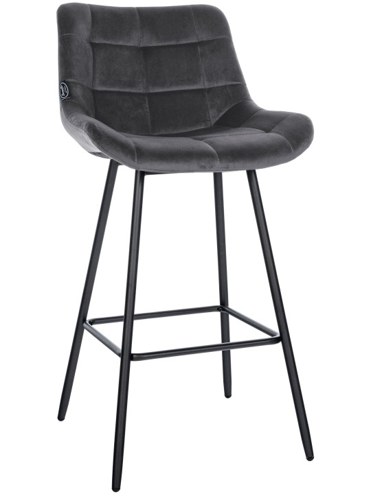 Barkruk Weston fluweel, donkergrijs