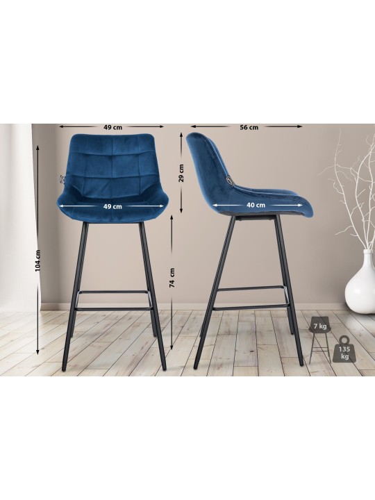 Barkruk Weston fluweel, blauw Barkruk Weston fluweel, blauw