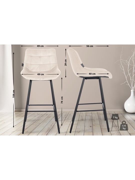 Barkruk Weston fluweel, crème Barkruk Weston fluweel, crème