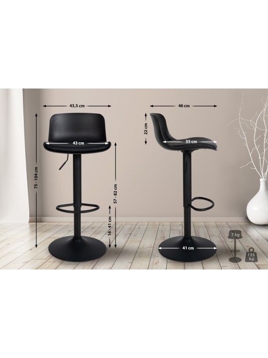 Set van 4 barkrukken Almada kunstleer, zwart