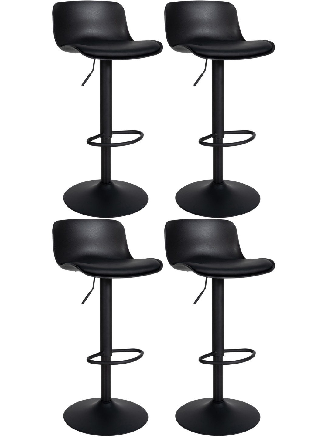 Set van 4 barkrukken Almada kunstleer, zwart