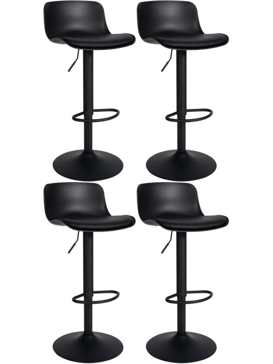 Set van 4 barkrukken Almada kunstleer, zwart