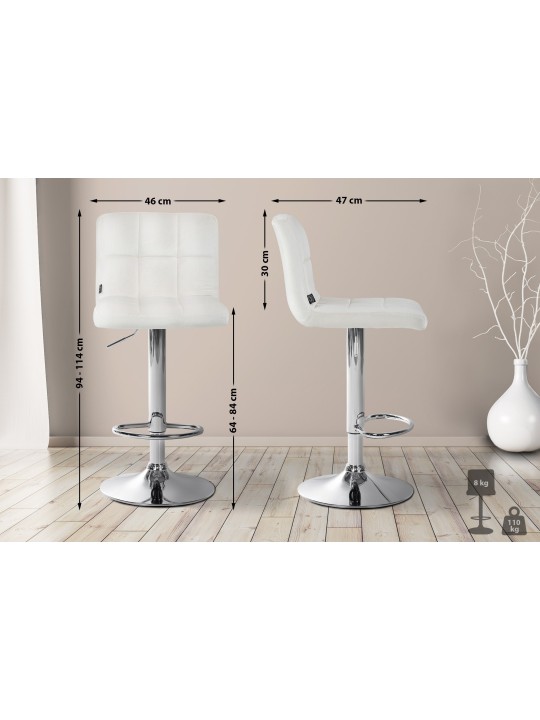 Set van 2 barkrukken Peru fluweel chroom, crème
