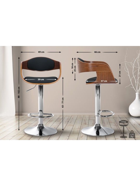 Barkruk Kingston C, walnoot/zwart Barkruk Kingston C, walnoot/zwart
