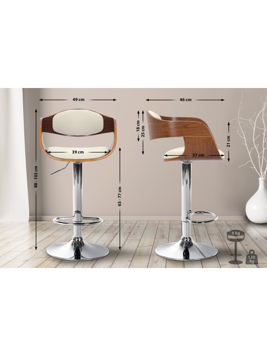 Barkruk Kingston C, walnoot/wit Barkruk Kingston C, walnoot/wit