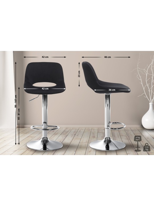 Barkruk Camden fluweel chroom, zwart Barkruk Camden fluweel chroom, zwart