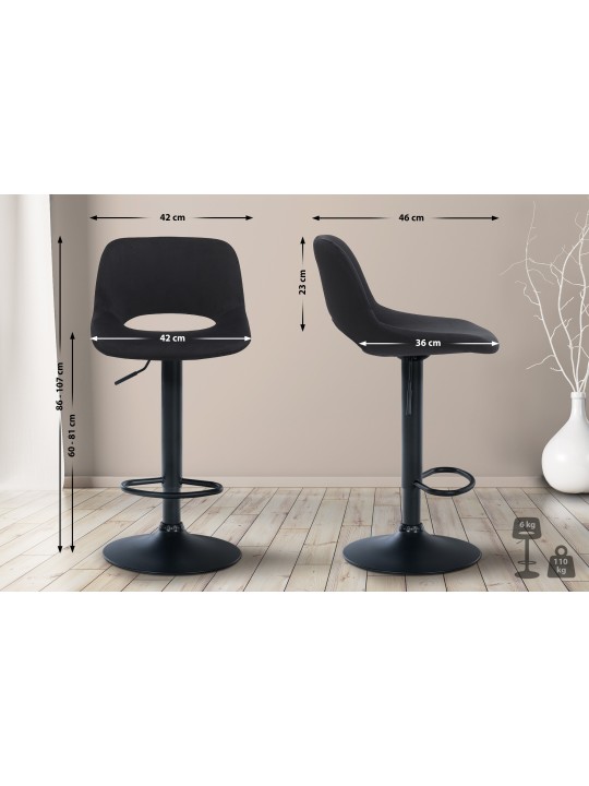 Barkruk Camden fluweel, zwart Barkruk Camden fluweel, zwart
