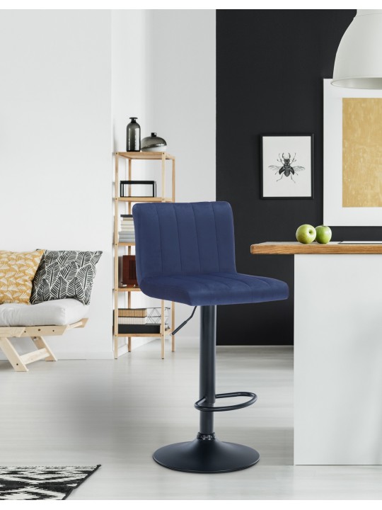 Barkruk Jamie fluweel, blauw