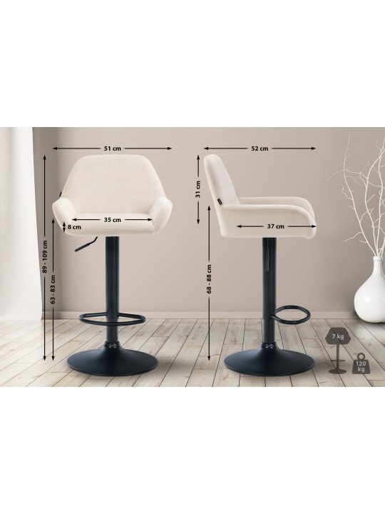 Barkruk Braga fluweel, crème