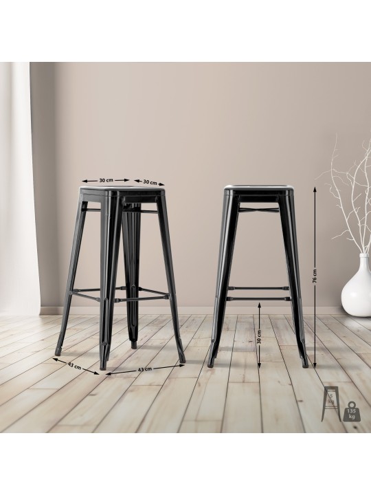 Set van 4 barkrukken Joshua, zwart