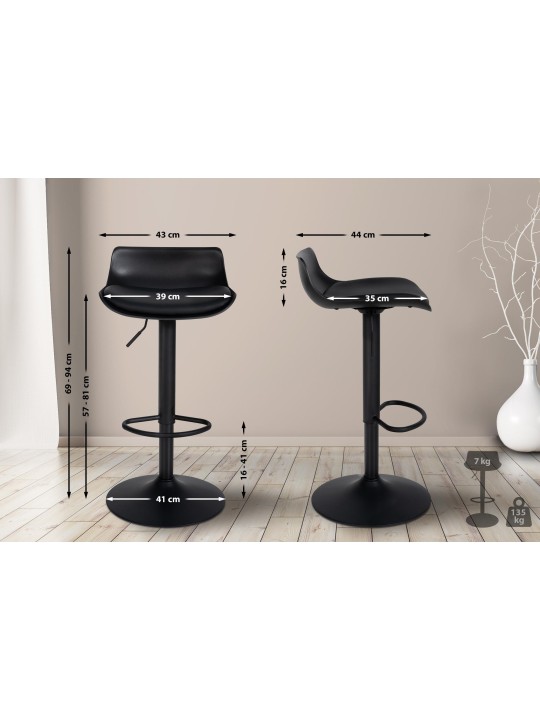 Set van 2 barkrukken Aveiro kunstleer, zwart